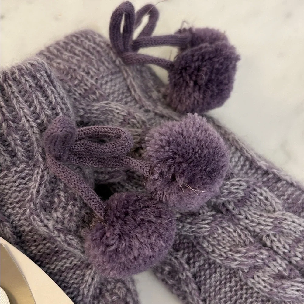 UGG Knit Pom-Pom Cable Tall Socks in Plum